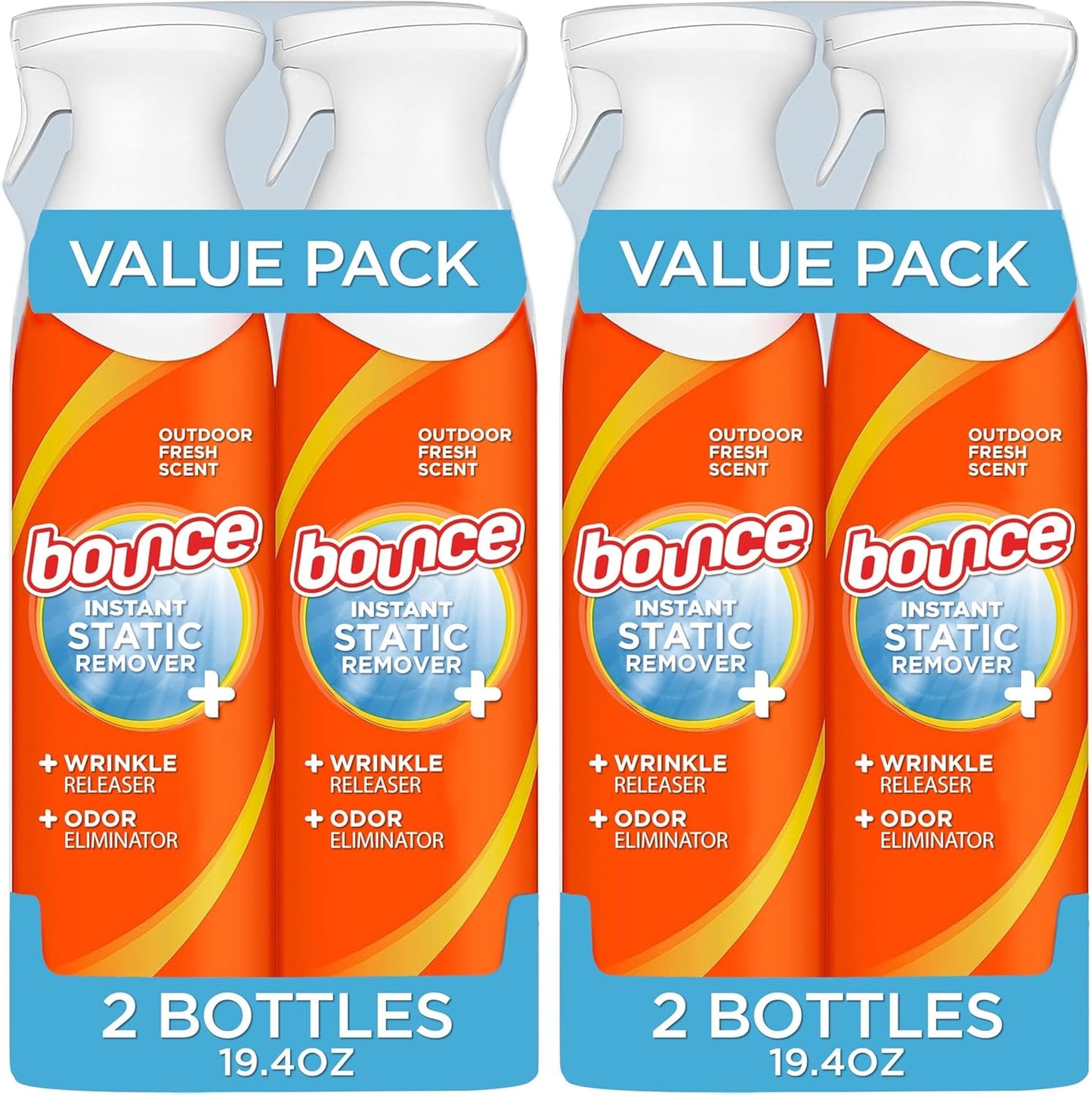 Bounce Rapid Touch-Up 3 in 1 Wrinkle Releaser Clothing Spray, Fabric Refresher, Odor Eliminator & Anti Static, 9.7 ounces (Pack of 2)