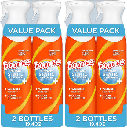 Bounce Rapid Touch-Up 3 in 1 Wrinkle Releaser Clothing Spray, Fabric Refresher, Odor Eliminator & Anti Static, 9.7 ounces (Pack of 2)