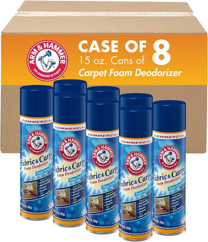 Arm and Hammer Fabric and Carpet Foam Deodorizer Professional, Aerosol, Fresh Scent, 15 fl oz (Case of 8)