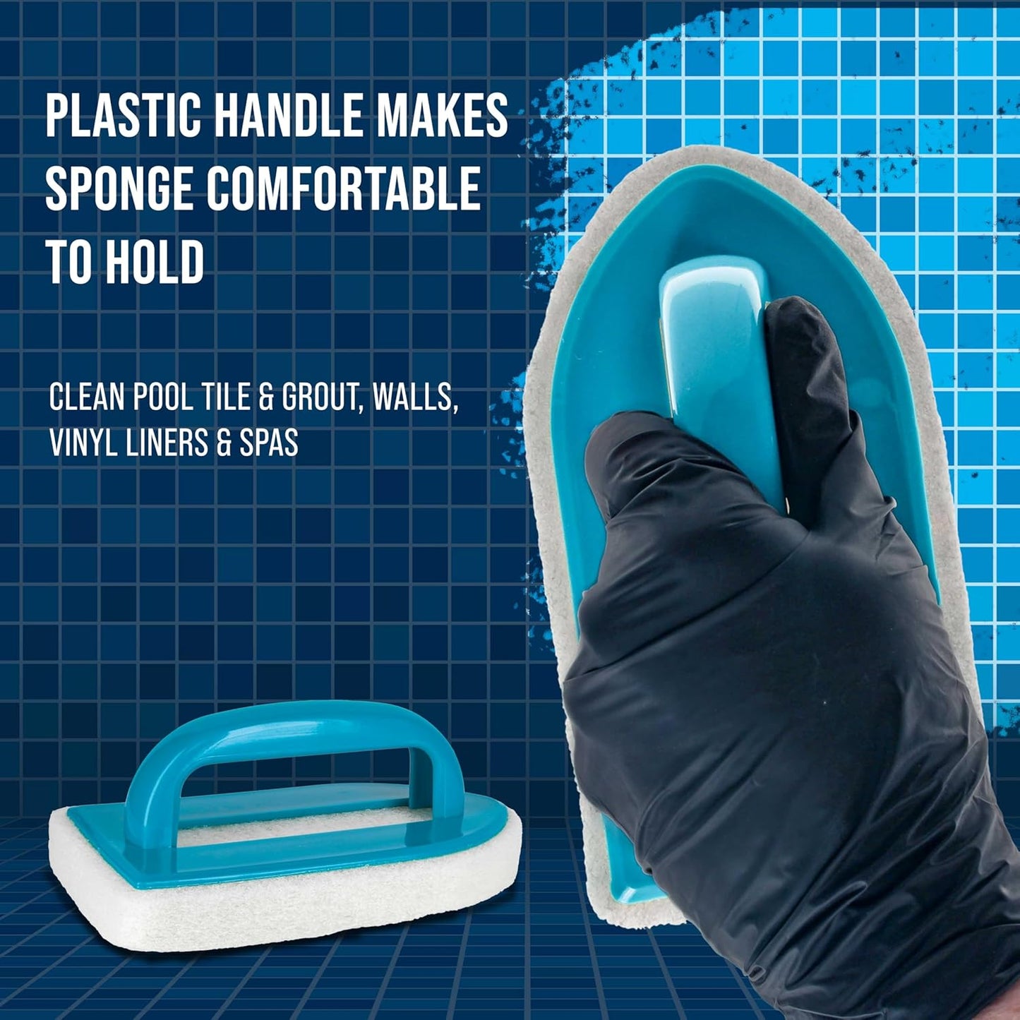 U.S. Pool Supply Hand-Held and Pool Pole Attachment Scrub Brushes - Surface Scrubbing Scouring Sponge Pads - Clean Pool Tile Grout Walls, Vinyl Liners, Spas, Remove Stains, Kitchen Bathroom Tub Shower