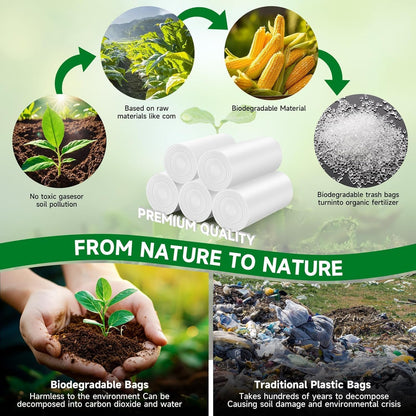 Small Trash Bags, Inwaysin Small Garbage Bags 4-6 Gallon Biodegradable Can Liners Thicken, Size Expanded, White 200 Counts