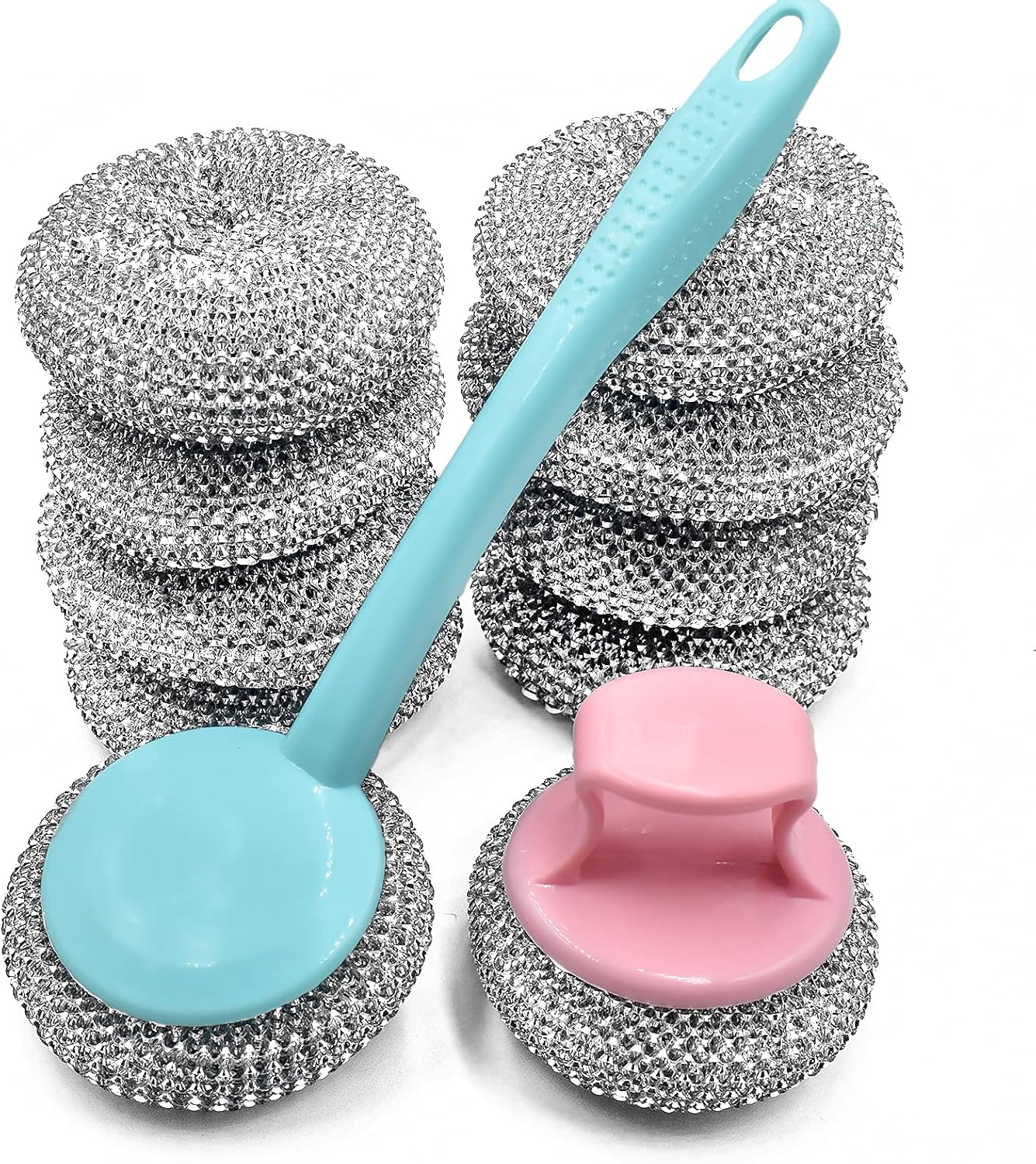 HONGYUTAI 10 Pack Stainless Steel Sponges, Scrubbing Scouring Pad, Steel Wool Scrubber for Kitchens, Bathroom and More