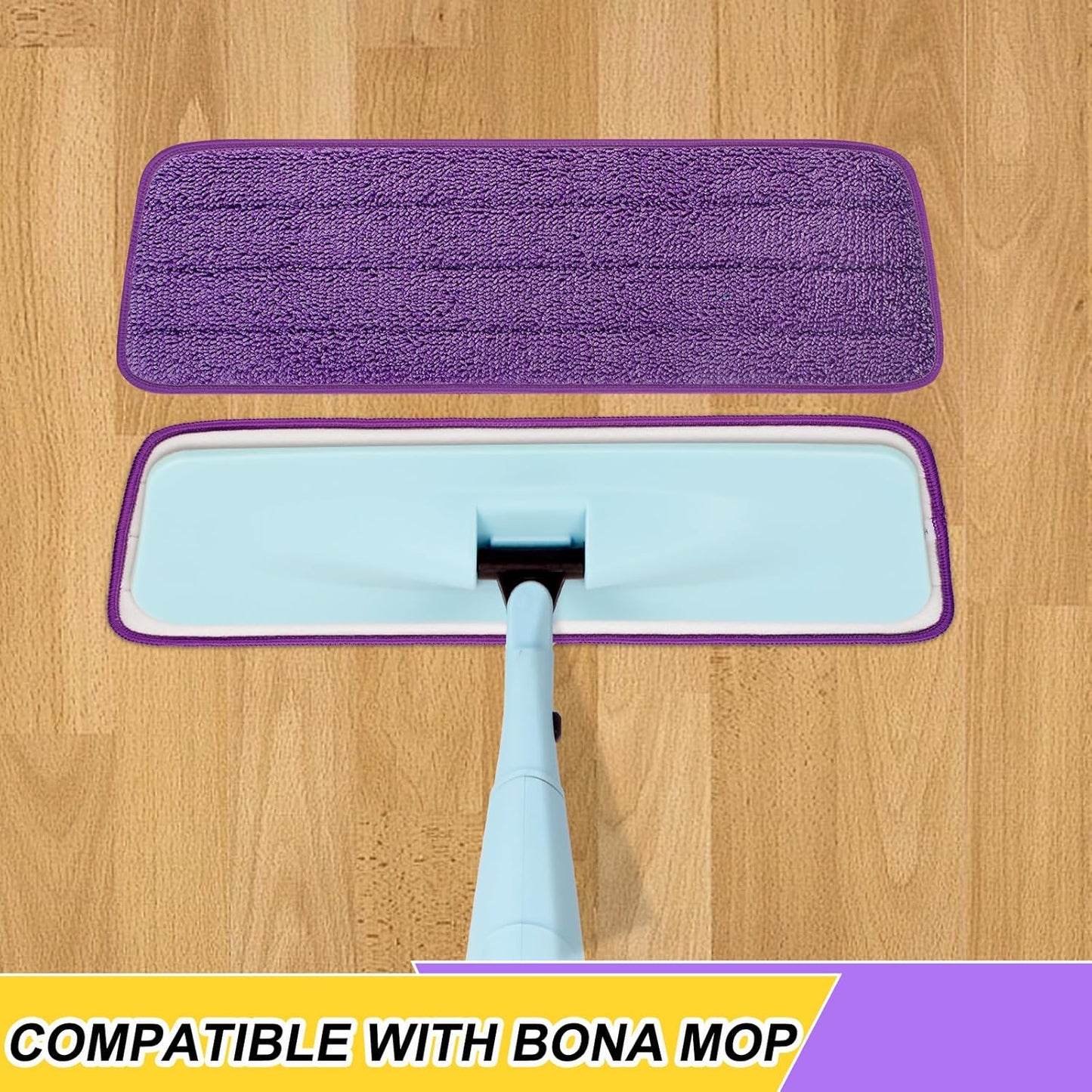 8 Pack 16.5 inch Reusable Mop Pads Microfiber Spray Mop Replacement Heads for Wet/Dry Mops Compatible with Bona Floor Care System