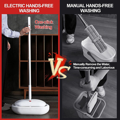 REECOO Cordless Electric Spin Mop Power Mop with 4 Floor Scrubber Pads/Automatic Cleaning Bucket/Water Sprayer,Lightweight & Rechargeable,Suitable for Wooden, Marble, Tile, Hardwood Floor.