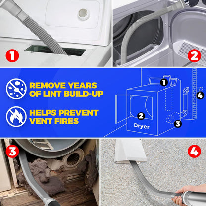 Holikme Dryer Vent Cleaner Kit 2 Pieces - Upgraded Dryer Lint Screens Cleaner Brush Part,Compatible with Most Vacuum Cleaner,Vacuum Hose Attachment & Refrigerator Coil Brush,Quickly Lint Remove,Blue