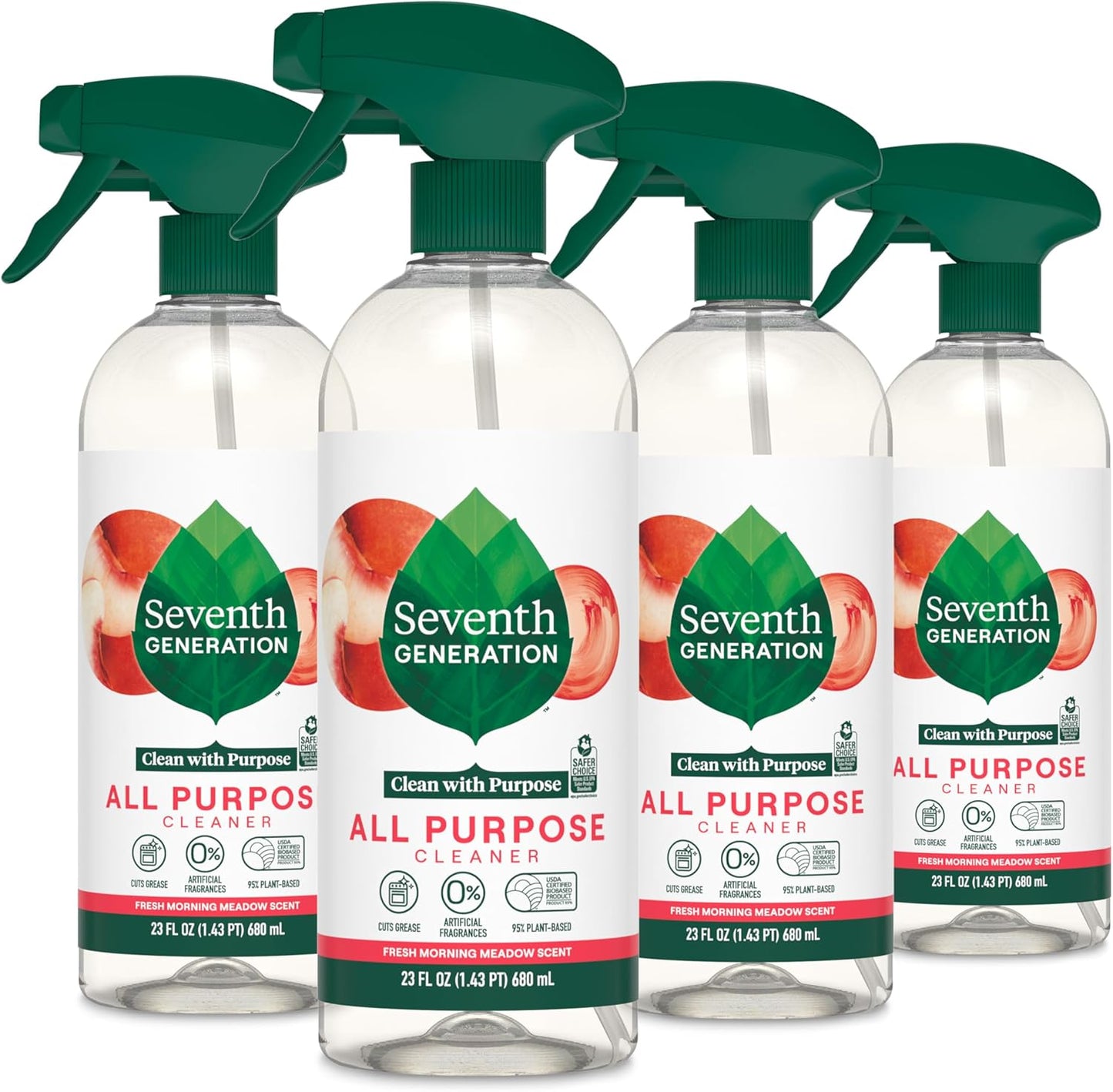 Seventh Generation All Purpose Cleaner, Biodegradable Formula, Free & Clear, 23 oz (Pack of 4)