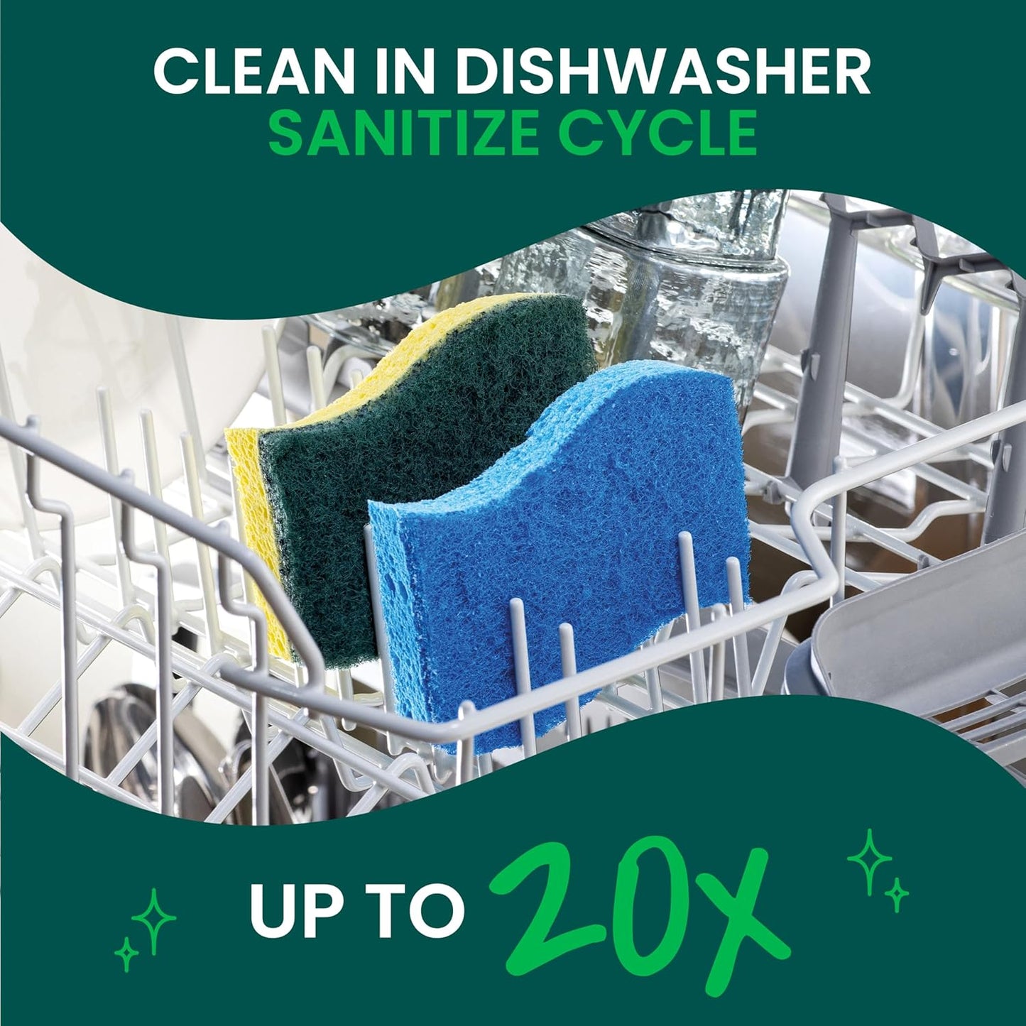 Scotch-Brite Zero Scratch Scrub Sponge, 3 Kitchen Sponges for Cleaning Around the Home, Bathroom & More, Effective + Gentle Dish Scrubber, Best for Nonstick Pots and Pans, Safe on Most Surfaces