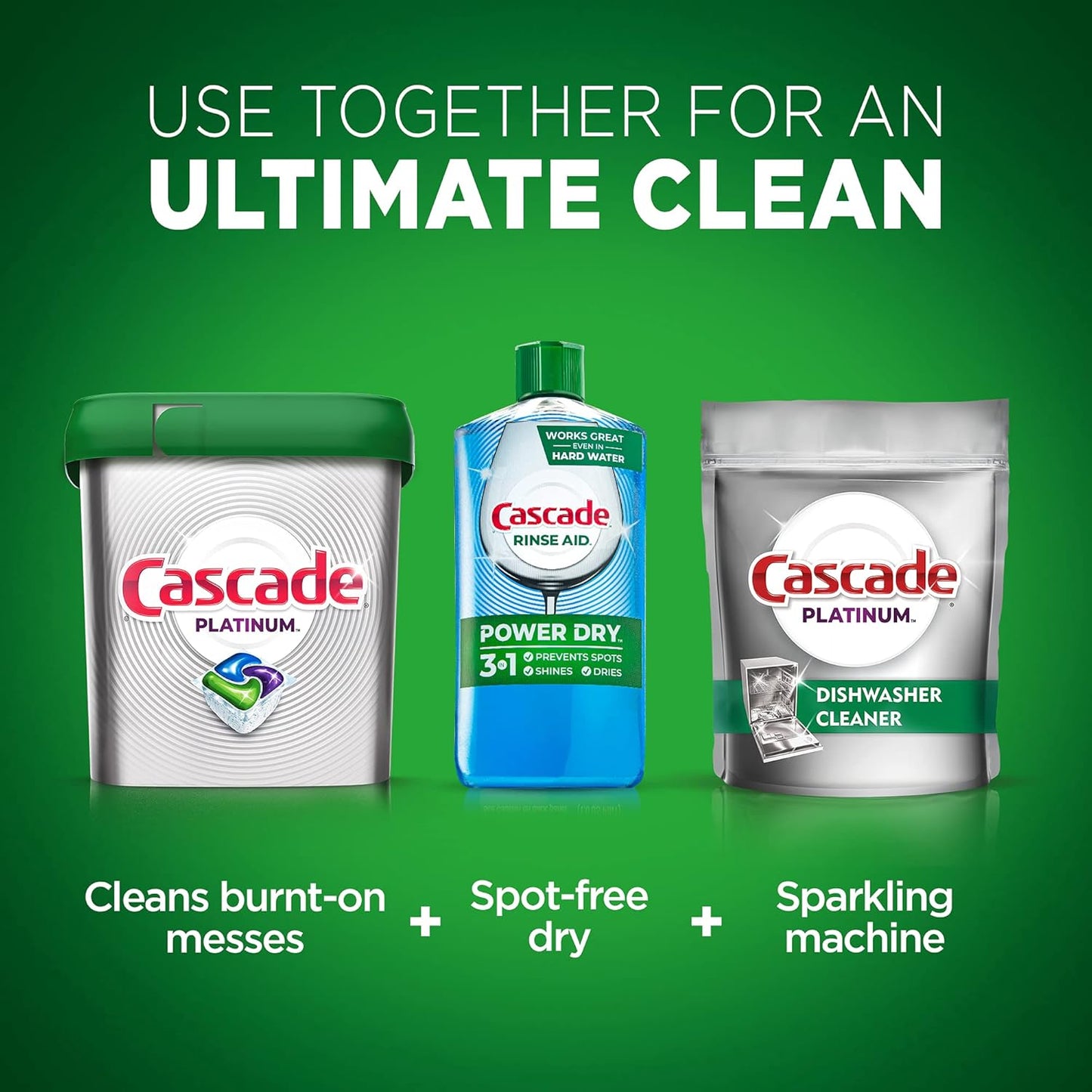 Cascade Rinse Aid Clean & Dry Booster Dishwasher Liquid, Gel & Detergent Pods for Sparkling Clean Dishes, Dishwasher Soap, Tablets & Rinse Aid Dry Booster, 8.45oz