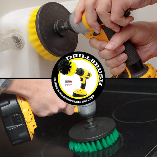 Bathroom Accessories - Power Scrubber Bathroom and Kitchen Brush Set - Cleaning Supplies - Drill Brush- Bath Mat - Shower Cleaner - Soap Scum, Mineral Deposits, Calcium, Hard Water, Rust Stains