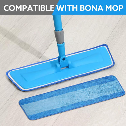 wlich 4-Pack Microfiber Cleaning Pads, 18-Inch Microfiber Mop Pads Compatible with Bona Mop, Washable and Reusable Mop Pad Refills for Hardwood Tile Laminate Floors