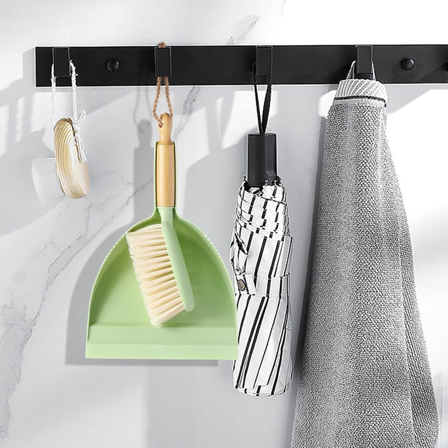 Small Dustpan and Brush Set - Mini Broom with Dustpan Set, Handheld Broom and Dust Pan Combo Set for Home, Pet Care, Car, 14 x 8.7 inch, Grey