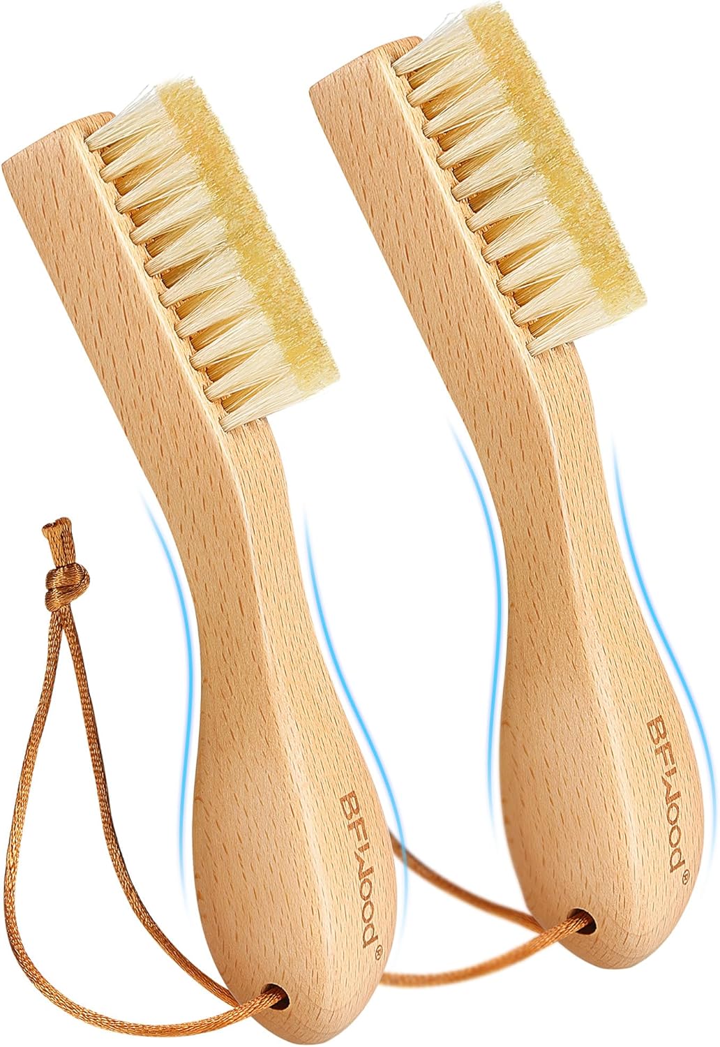 BFWood Laundry Stain Brush, Natural Soft Boar Bristles, Removes Tough Stains from Delicate Fabrics Like Knits, Cotton, and Linens, Gentle on Fabrics, No Damage