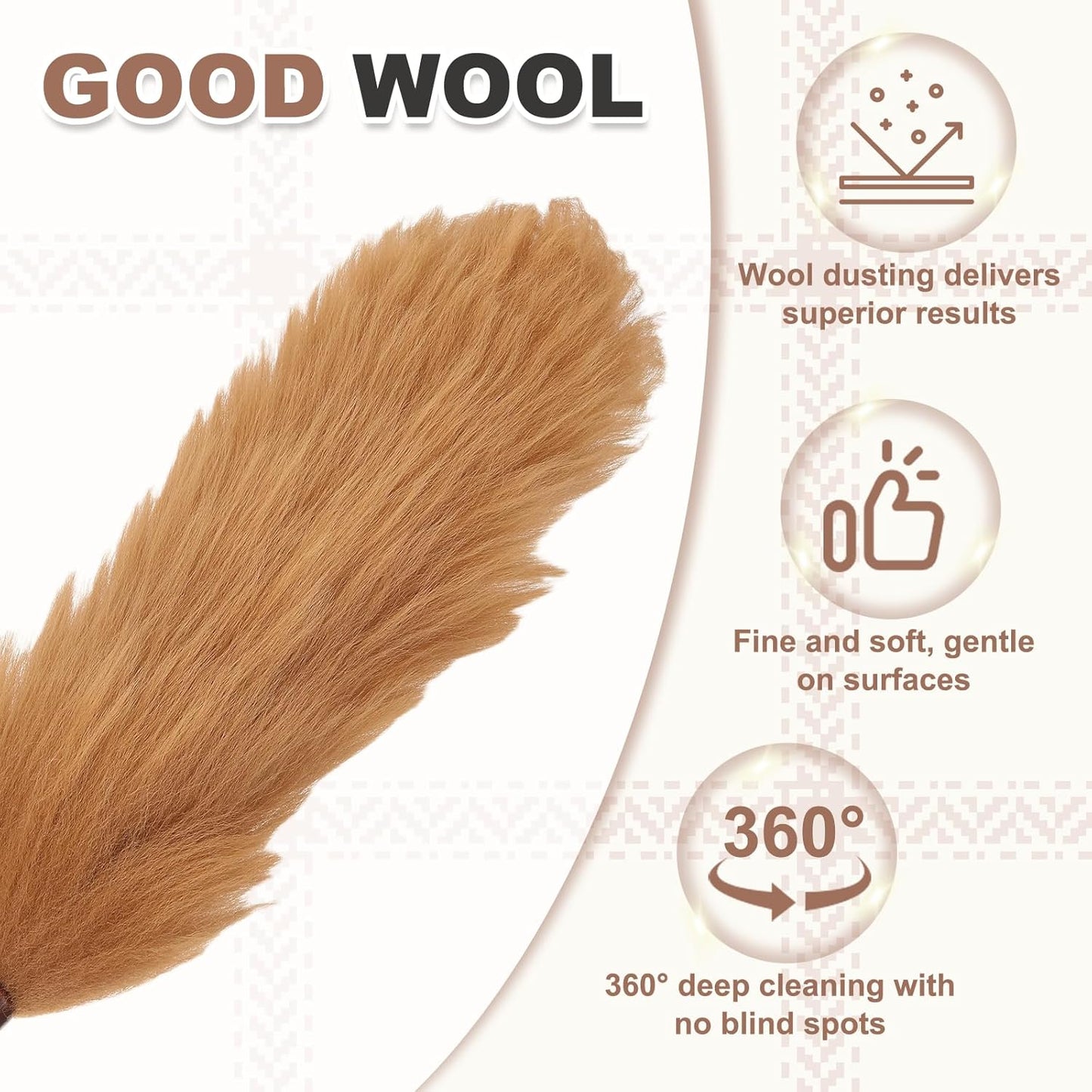 uxcell Wool Duster, 14.2" Natural Feather Cleaner Household Cleaning Duster with Solid Wooden Handle for Cleaning Fans Window Blinds Shelves Furniture, Pink