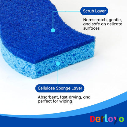12 Count Non-Scratch Dish Sponges Kitchen, Long Lasting Cleaning Sponges for Dishes,Dual Sided Kitchen Sponges, Cleans Fast Without Scratching, Easy to Dry and Reusable-Blue