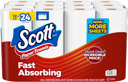 Scott Paper Towels, Choose-A-Sheet, 30 Double Rolls = 60 Regular Rolls (108 Sheets Per Roll)