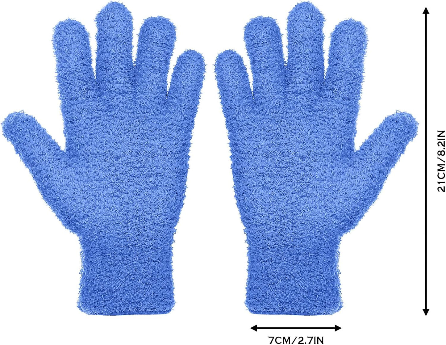 Patelai 2 Pairs Microfiber Gloves for plants Dusting Cleaning Glove Mittens House Cars Blinds Dusting(Blue, Grass Green,Large)