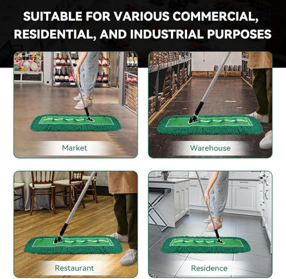 36 Inch Dust Mop Head: Replacement Medium Washable Commercial Mop Head Sweeper and Janitorial Replacement Green (Green - 36 Inch, 3 Pack)