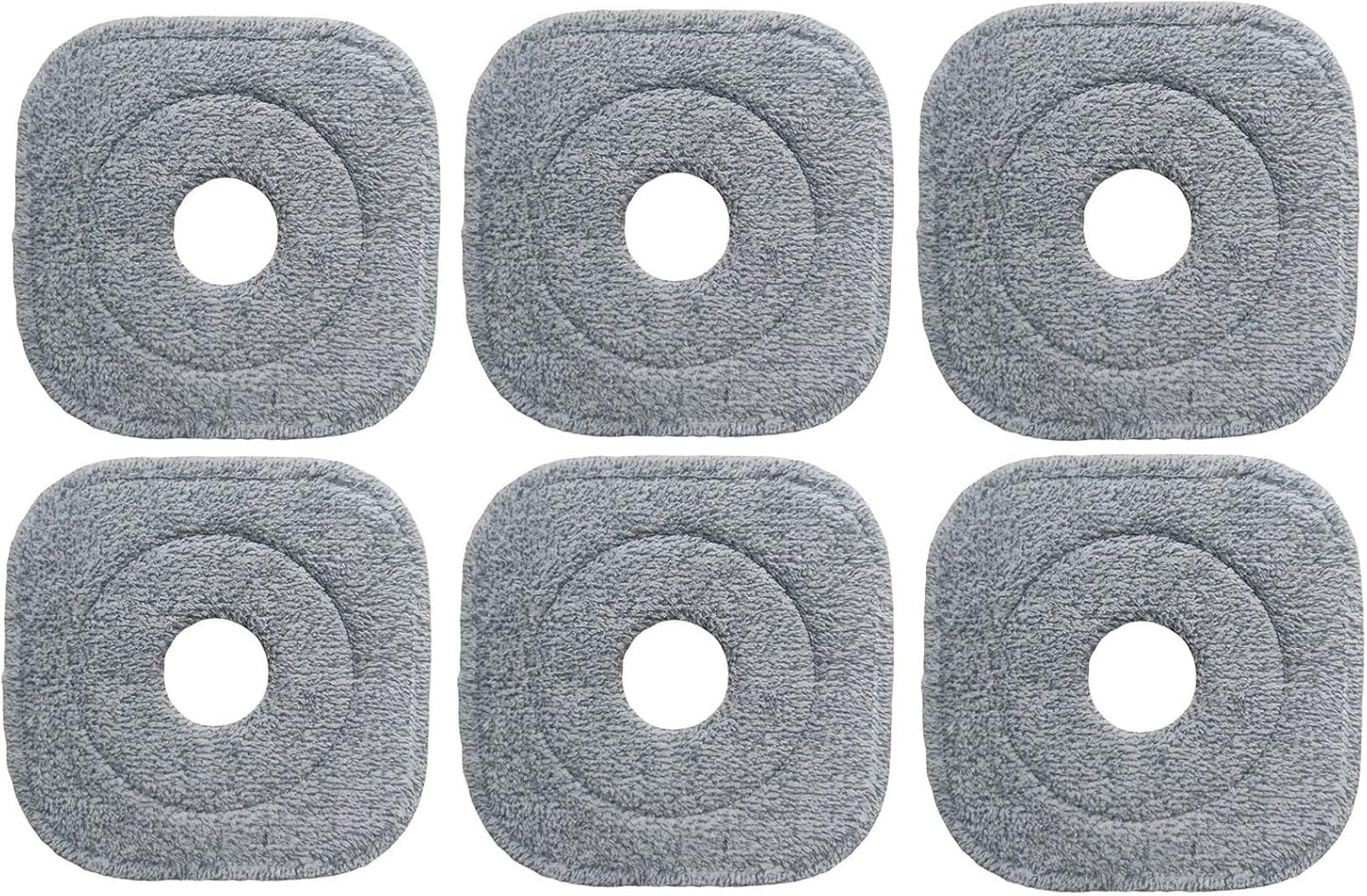 6 Pack Microfiber Mop Head Replacement, Compatible with True & Tidy SPIN-800 TrueClean Mop M16 Spin Mop, Square Microfiber Mop Pads, Grey, Microfiber, Felt