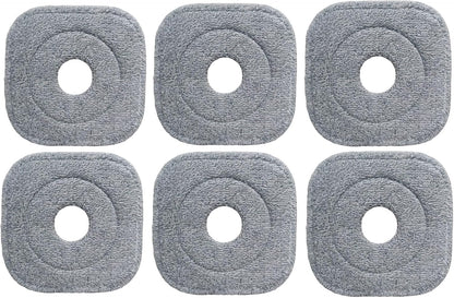 6 Pack Microfiber Mop Head Replacement, Compatible with True & Tidy SPIN-800 TrueClean Mop M16 Spin Mop, Square Microfiber Mop Pads, Grey, Microfiber, Felt