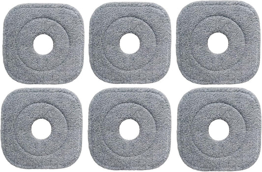 6 Pack Microfiber Mop Head Replacement, Compatible with True & Tidy SPIN-800 TrueClean Mop M16 Spin Mop, Square Microfiber Mop Pads, Grey, Microfiber, Felt
