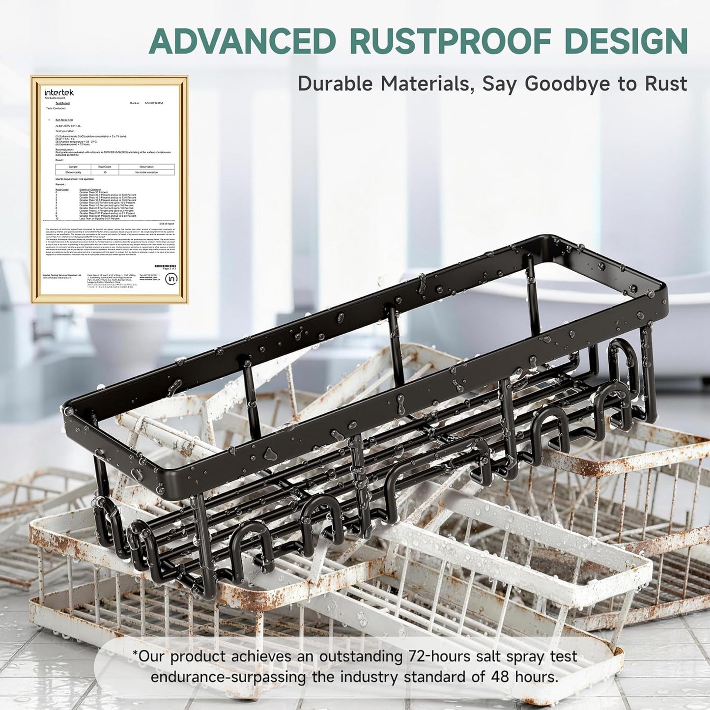 Veken Shower Caddy 6-Pack, Advanced Rustproof Design, No Drilling Adhesive Shelves, Rack with Soap Holder, Large Capacity Bathroom Organizers and Storage, Wall-Mounted, Gifts for Women Mom
