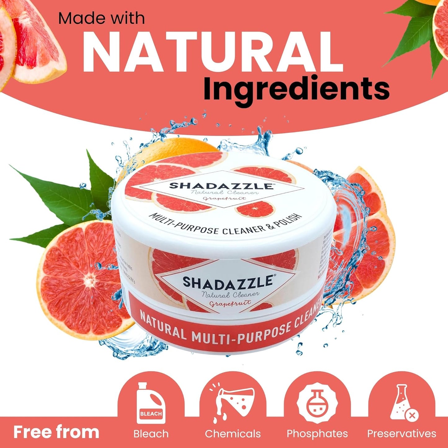 Shadazzle Natural All Purpose Cleaner and Polish – Eco friendly Multi-purpose Cleaning Product (1 Pack, Lemon)