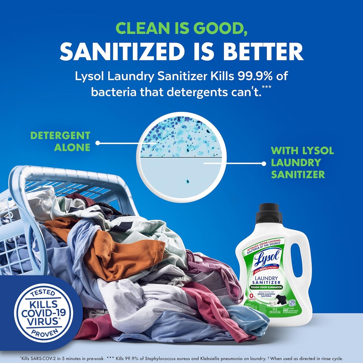 Lysol Disinfectant Laundry Sanitizer & Scent Booster, Laundry Detergent Additive, Color Safe Bleach Alternative, Laundry Odor Eliminator, Kills Bacteria & Viruses, Lavender Scent, 90 Fl Oz