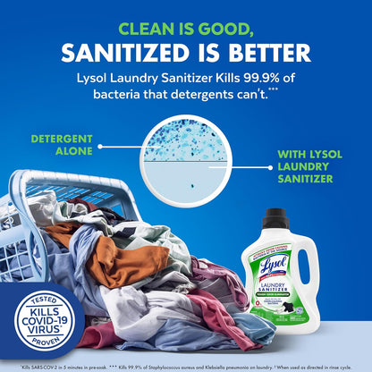Lysol Disinfectant Laundry Sanitizer & Scent Booster, Laundry Detergent Additive, Color Safe Bleach Alternative, Laundry Odor Eliminator, Kills Bacteria & Viruses, Lavender Scent, 90 Fl Oz