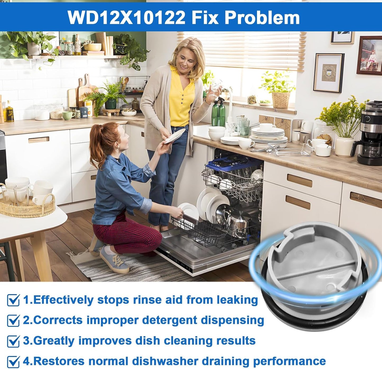 WD12X10122 Dishwasher Rinse Aid Dispenser Cap Compatible with GE Dishwasher, Replaces WD12X10102 WD12X10200 PS958932 EAP958919 1PCS