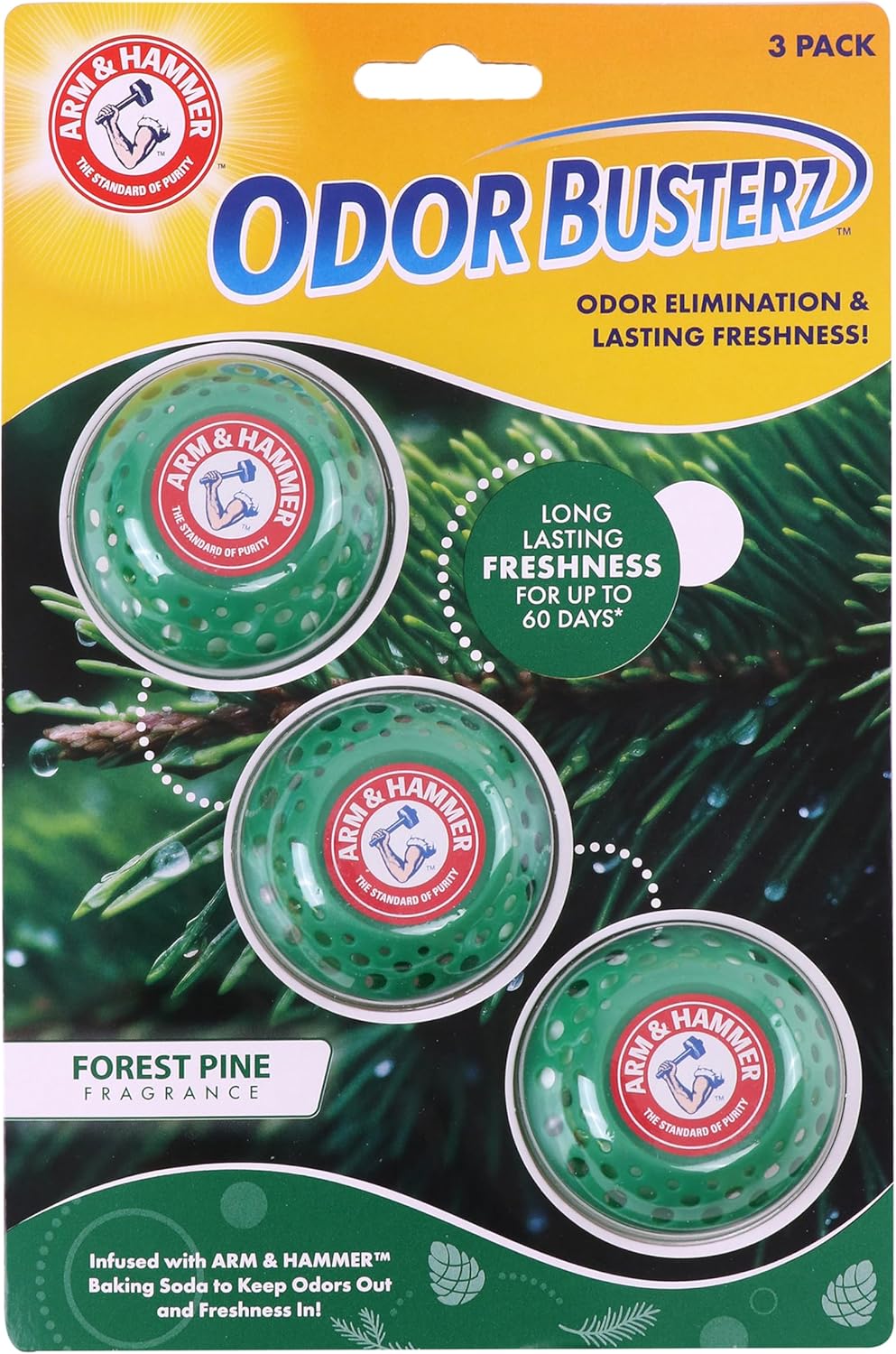 Arm & Hammer OdorBusterz® Odor Eliminator Balls, Clean Burst, 10 Count – Baking Soda Odor Control for Closets, Drawers, Hampers & Small Spaces