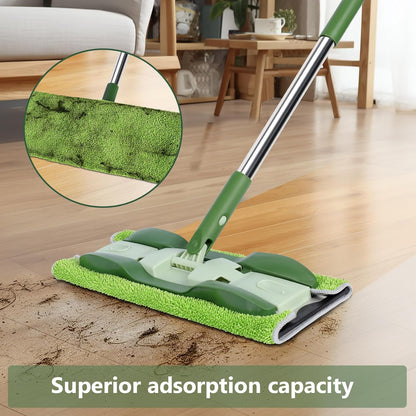 Mops for Floor Cleaning, Masthome Flat Dust Mop with 4 Reusable Pads, 2-Sided Microfiber Dust Mop for Wet & Dry Use, Flat Flip Mops for Hardwood, Laminate, Vinyl,Kitchen, Tile -1 Scraper