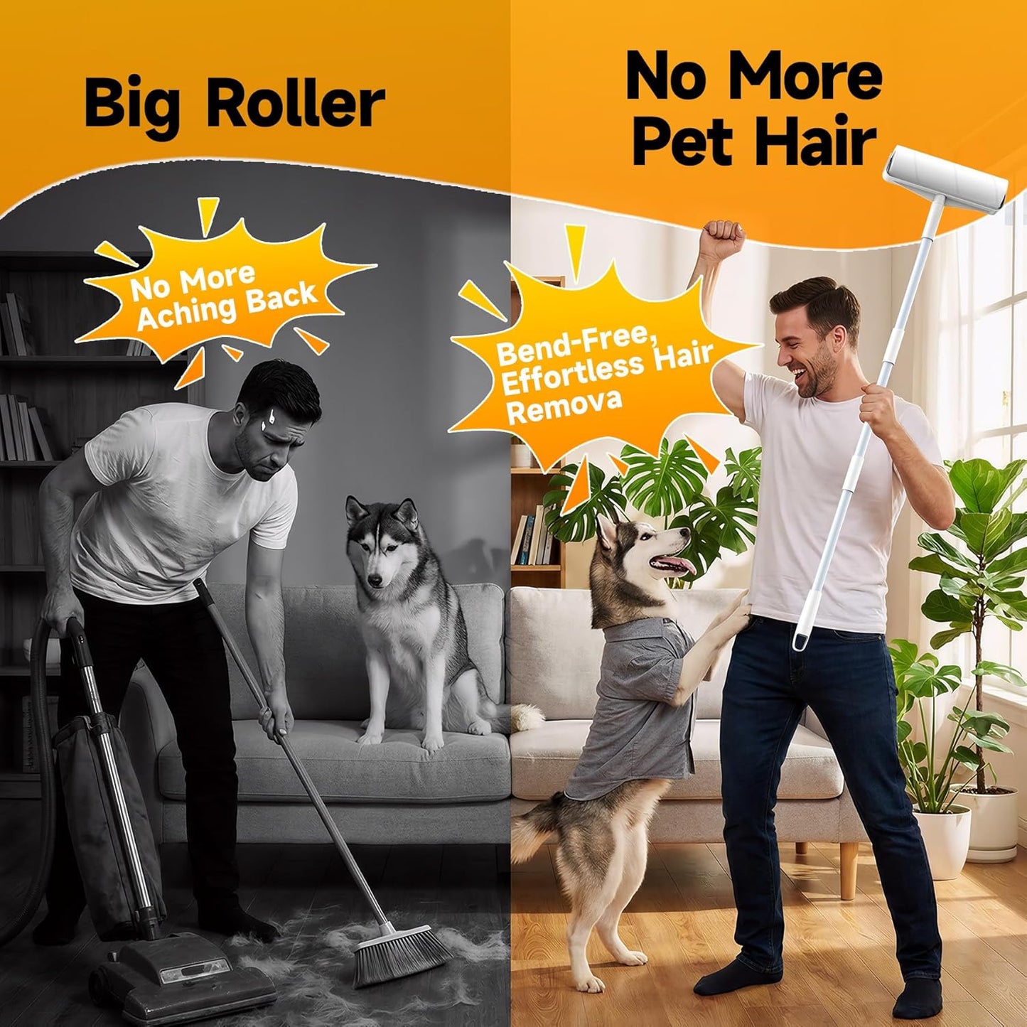 Extra Sticky Lint Roller for Pet Hair, 600 Sheets with 2 Reinforced Handles, Heavy Duty Lint Roller for Clothes, Couch, Furniture & Car