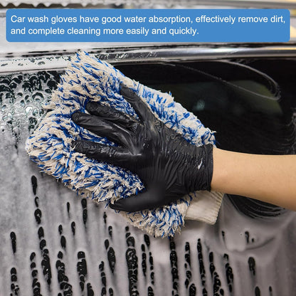 HARFINGTON 5pcs Chenille Microfiber Car Wash Mitts 9" x 5.5" Scratch Free Wash Gloves Absorbent Double Sided Plush 5 Color Cleaning Drying Mitts for Car Washing Home Clean