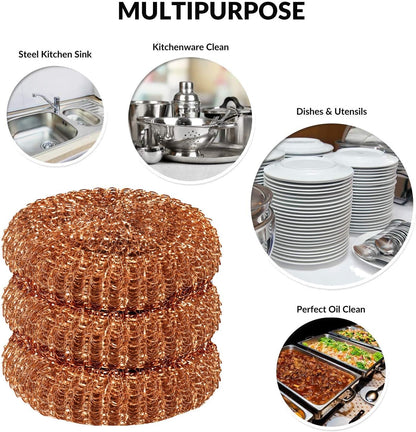 12 Pack Copper Coated Scourers by SCRUBIT – Scrubber Pad Used for Dishes, Pots, Pans, and Ovens. Easy scouring for Tough Kitchen Cleaning.
