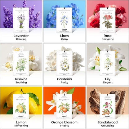 MYARO 12 Pack Fresh Linen Scented Sachets for Drawer, Closet & Car Air Freshener Bags | Odor Eliminator & Fabric Refresher | Crisp, Clean Home Fragrance Gift Set