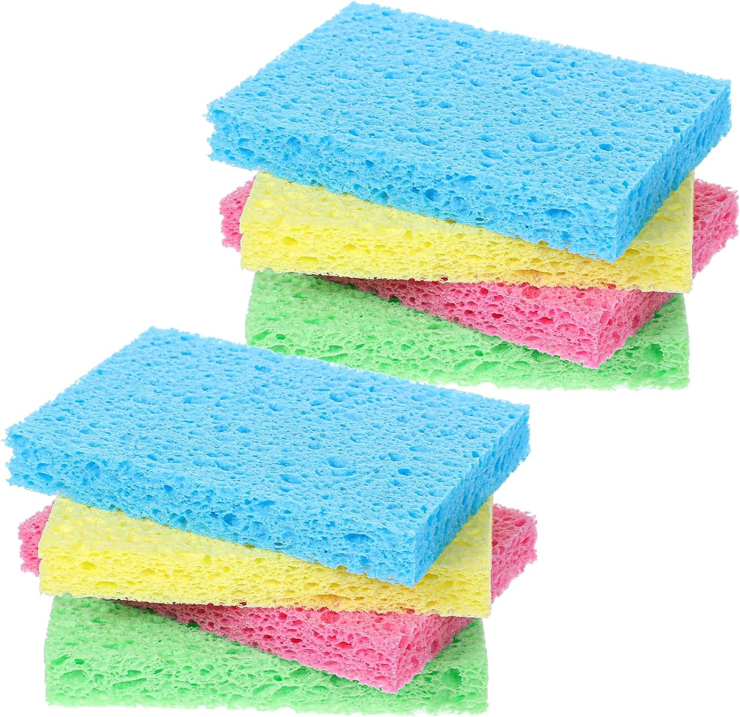 8PCS Cellulose Sponges, Colorful Non Scratch Sponges for Cleaning Dishes, Household Scrubbing Sponge Bulk, Compressed Natural Sponge for Kitchen Bathroom Sink(4 Colors)
