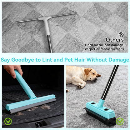 Michao Floor Squeegee with 180° Rotating Head,with Rubber Broom for Carpet Pet Hair Remover,air Broom,for pet Removal Fluff Carpet, Hardwood Floor, Cleans Glass, Fine Dust, Hair, Liquid (Black)