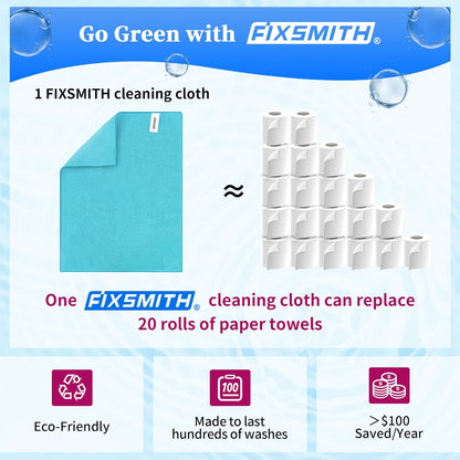 FIXSMITH Microfiber Cleaning Cloth - Pack of 8, Size: 12 x 16 in, Multi-Functional Cleaning Towels, Highly Absorbent Cleaning Rags, Lint-Free, Streak-Free Cleaning Cloths for Car Kitchen Home