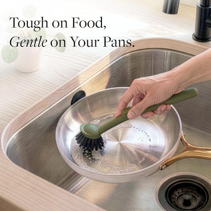 Earth & Mango Magnetic Dish Brush & Scraper, Snaps to Sink, Non-Scratch, Dishwasher Safe, Dish Scrubber – Onyx Black