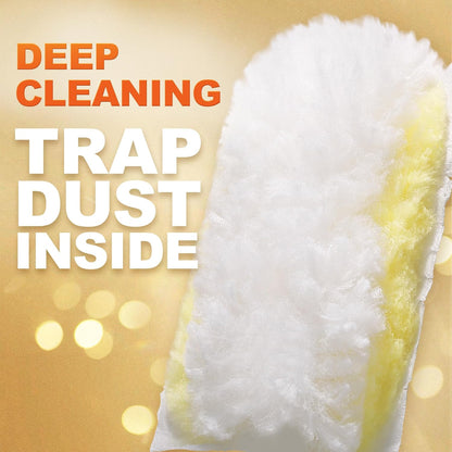 JOYMOOP Scented Telescopic Duster kit, 3FT Extendable Handle (Yellow) + 24 Yellow Refills for Swiffer Feather Duster,Easy Cleaning for Ceilings, Ceiling Fans, Blinds, Vents & Shelves