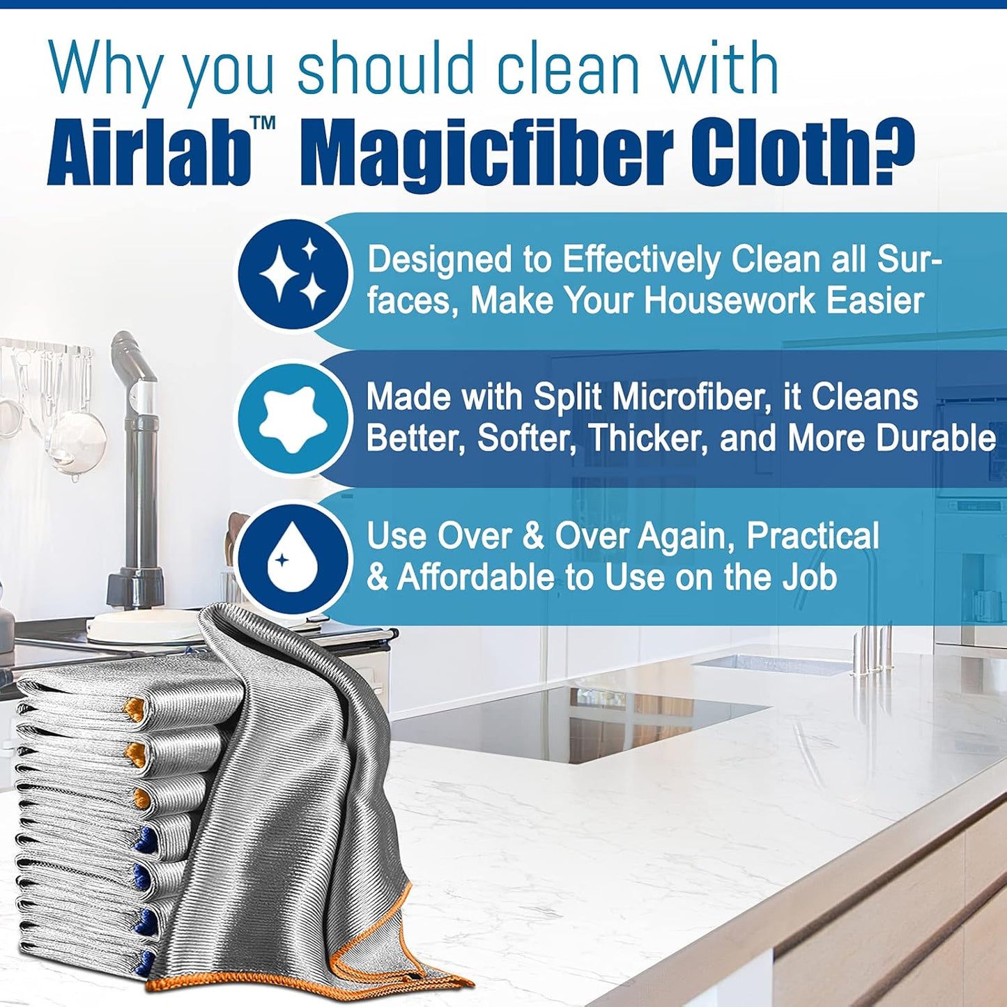 Glass Polishing Cloth Streak Free Miracle Cleaning Cloth Lint Free Microfiber Cleaning Rags for Glasses Kitchen Dish Mirrors Easy Clean, Pack of 6, 12" x 12"