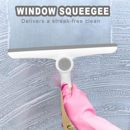 NBGYTECH Window Squeegee Household Cleaning Scraper Handheld Squeegee for Shower Glass Door Mirror Car Windshield (White Plastic Handle)