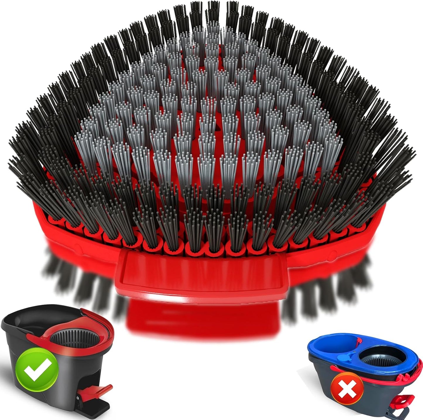 2 Pack Upgrade Scrub Brush Replace Heads Compatible with O Cedar EasyWring 1 Tank Spin Mop,Mop Replacement Scrubber Head Brush,Floor Cleaning Brush,More Layers of Bristles for Bathroom, Deck, Kitchen