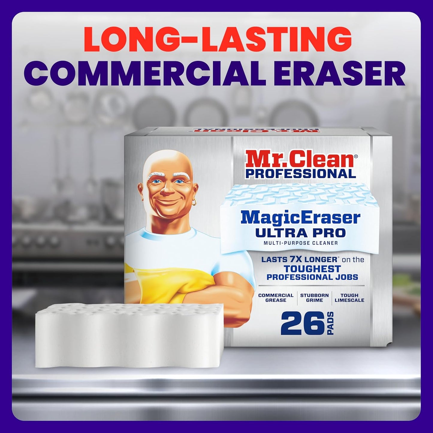 Mr. Clean PRO Magic Eraser Ultra Pro, Bulk Cleaning Sponges for Commercial Grease and Stain Removal, Heavy Duty (26 count)