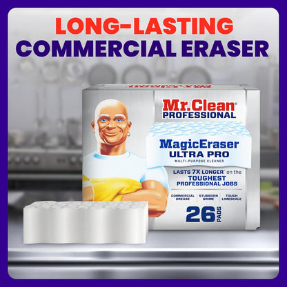 Mr. Clean PRO Magic Eraser Ultra Pro, Bulk Cleaning Sponges for Commercial Grease and Stain Removal, Heavy Duty (26 count)