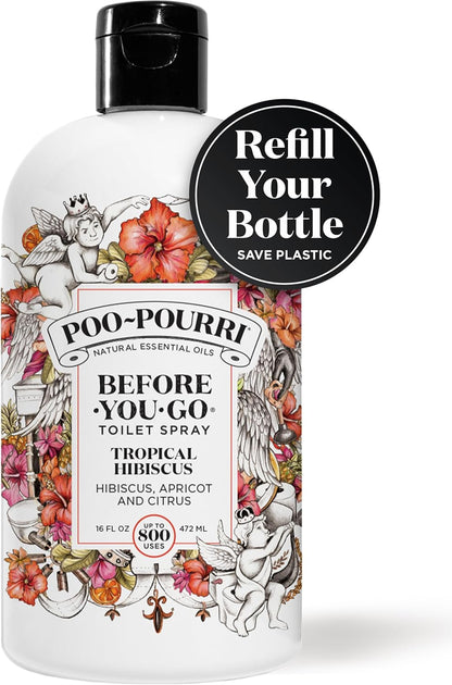 Poo-Pourri Before-You-Go Pocket Toilet Spray, Travel Essentials, Tropical Hibiscus, 1 Fl Oz, Up to 50 Uses, On-The-Go Bathroom Odor Deodorizer with Essential Oils, TSA Approved Size, Hibiscus, Apricot