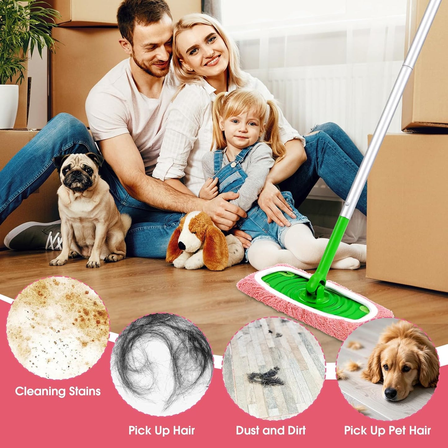 12Pcs Reusable Microfiber Mop Pads Compatible with Sweeper Mops,Dry Sweeping Cloths & Wet Mopping Pads Refills,Washable Mop Pads for Floor Cleaning