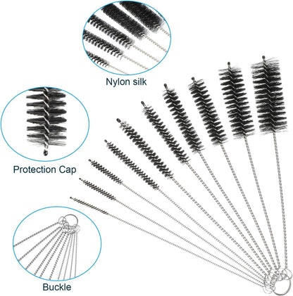 12 Pieces Tube Cleaning Brush Aquarium Filter Nylon Tube Brush Set Flexible Double-Ended Hose Pipe Cleaning Stainless Steel for Fish Tank, Kitchen, Glasses, Drinking Straws, Keyboard