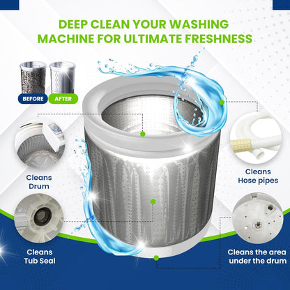 True Fresh Washing Machine Cleaner Effervescent Tablets, 25 Solid Deep Cleaning Tablet, Finally Clean All Wash Machines Including HE Front Loader Top Load, No more Stinky Grimy Washer tub