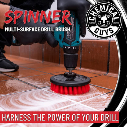 Chemical Guys ACC507 Medium Duty Spinner Multi-Surface Drill Brush Attachment (Fits Any Standard Drill - Power Scrubber Removes Stains & Cleans Floor Mats, Upholstery & Carpets), Yellow